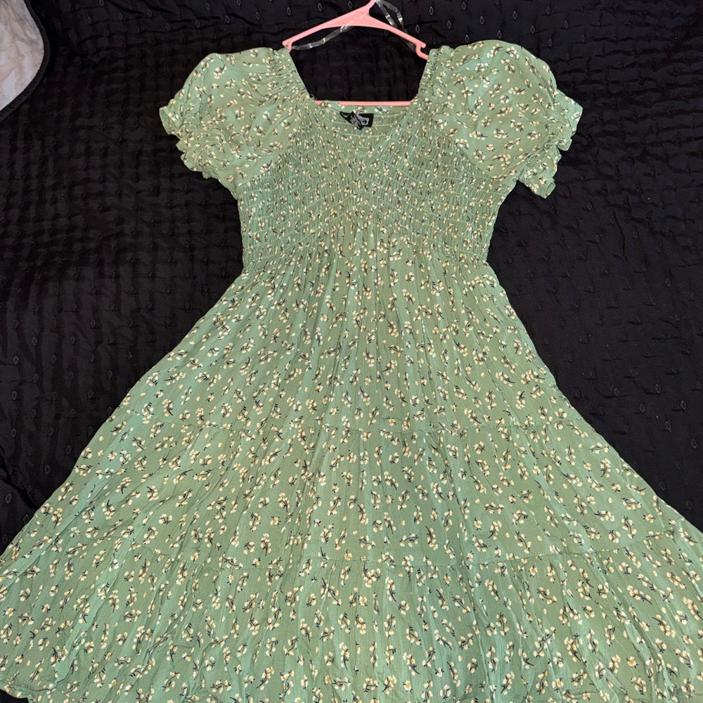 Angie Green Floral Casual Dress